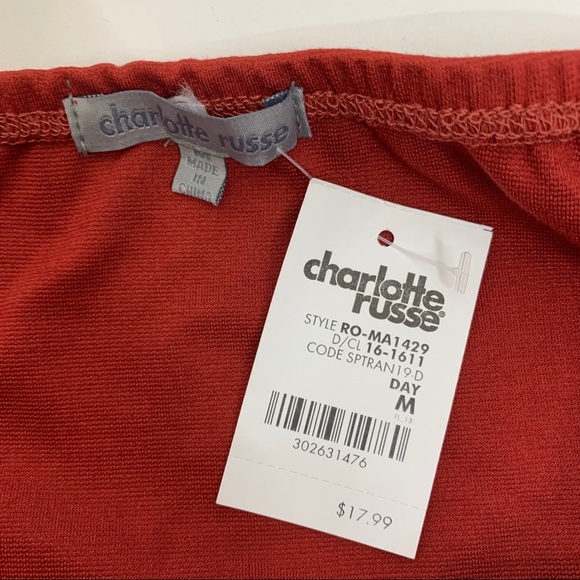 New Nwt Burnt Orange Boho Off The Shoulder Crop Top Sz Medium By Charlotte Russe - Picture 9 of 14